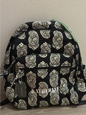 Vera Bradley Black and Cream Quilted Paisley Backpack Katherine